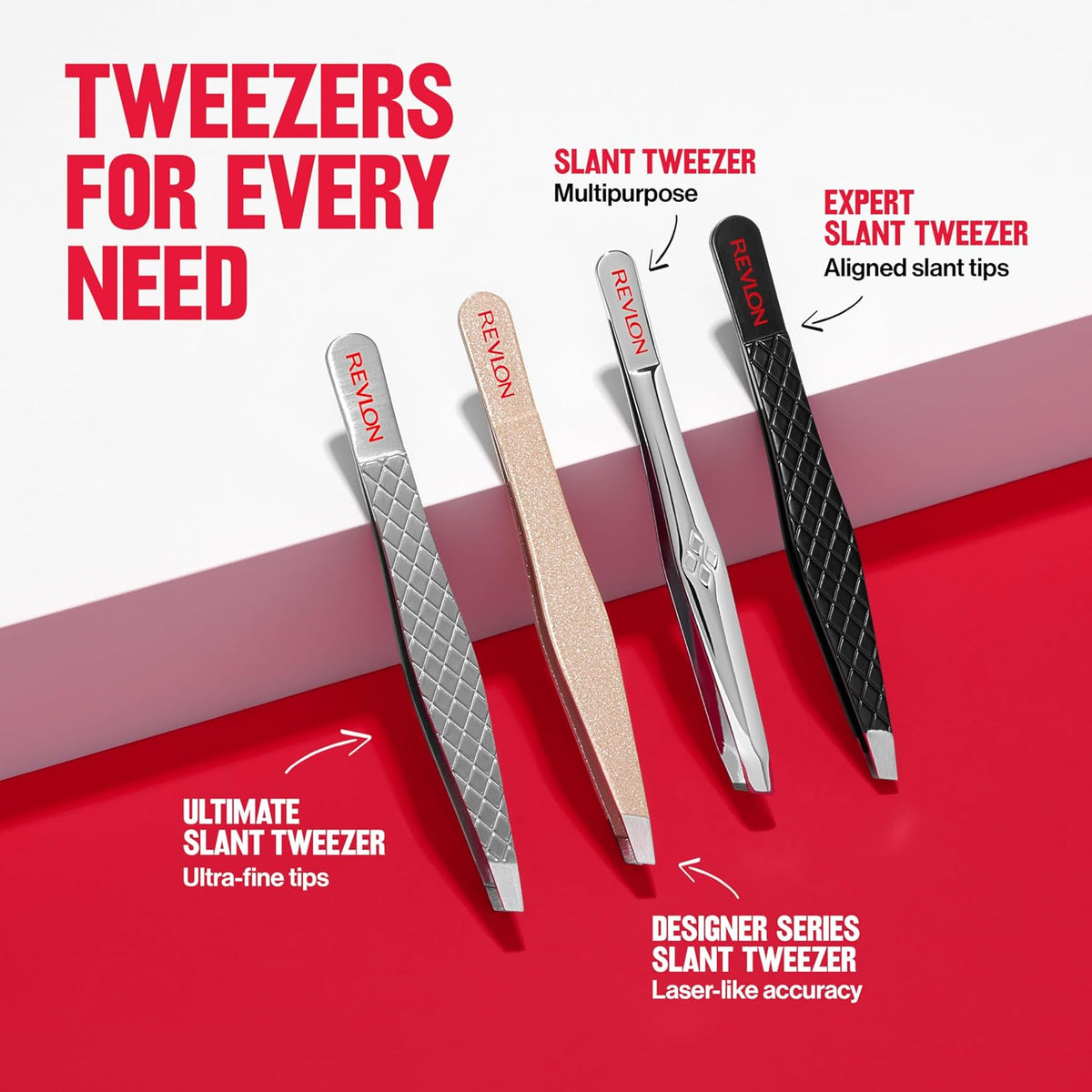Revlon Expert Slant Tip Tweezer – Mindful Nightly Grooming Companion, Slant Tip Precision Plucker