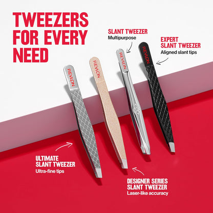 Revlon Expert Slant Tip Tweezer – Mindful Nightly Grooming Companion, Slant Tip Precision Plucker