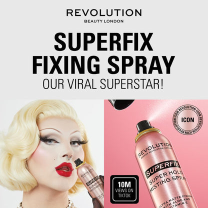 Revolution Beauty London Superfix Misting Makeup Setting Spray – Clean Vanity Essential, Fuss-Free Ultra-Matte Shine Control Mist