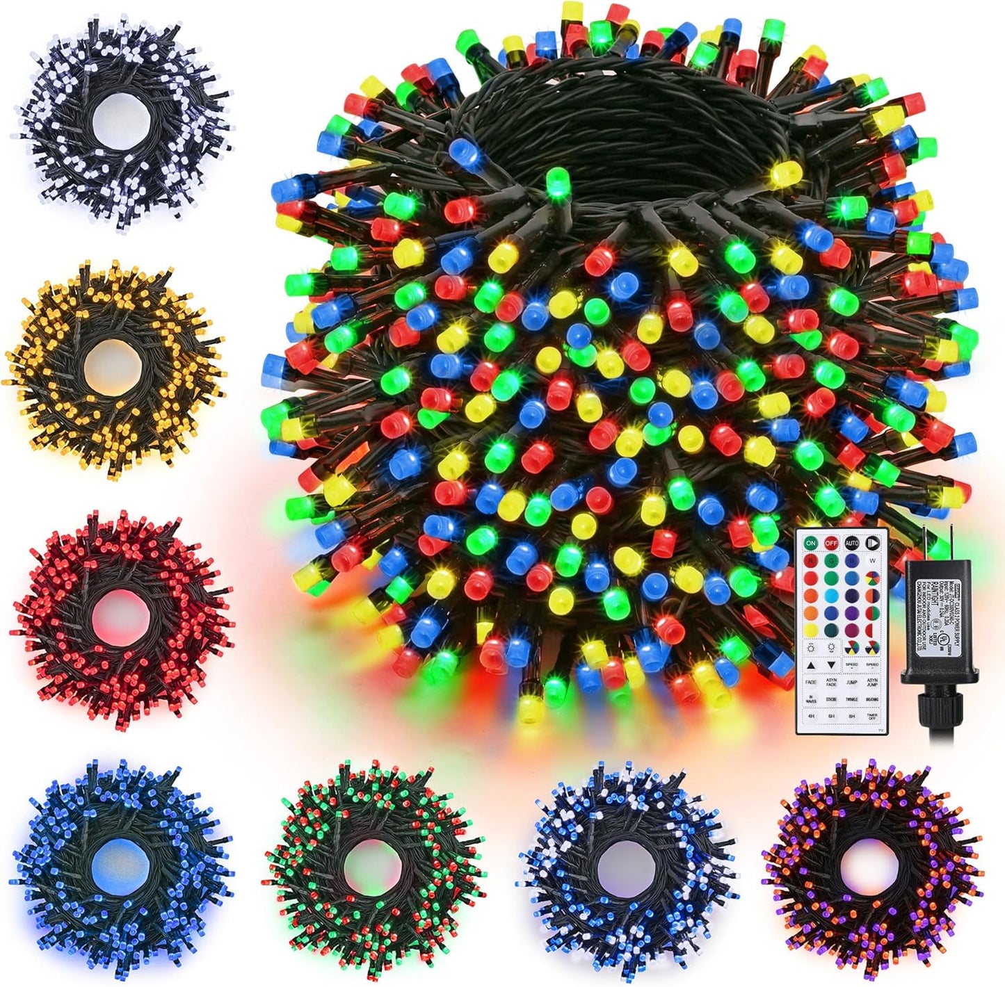 rgb color changing with 16 single colors, multicolor, 3 tri-color combinations, and 5 dual-color combinations