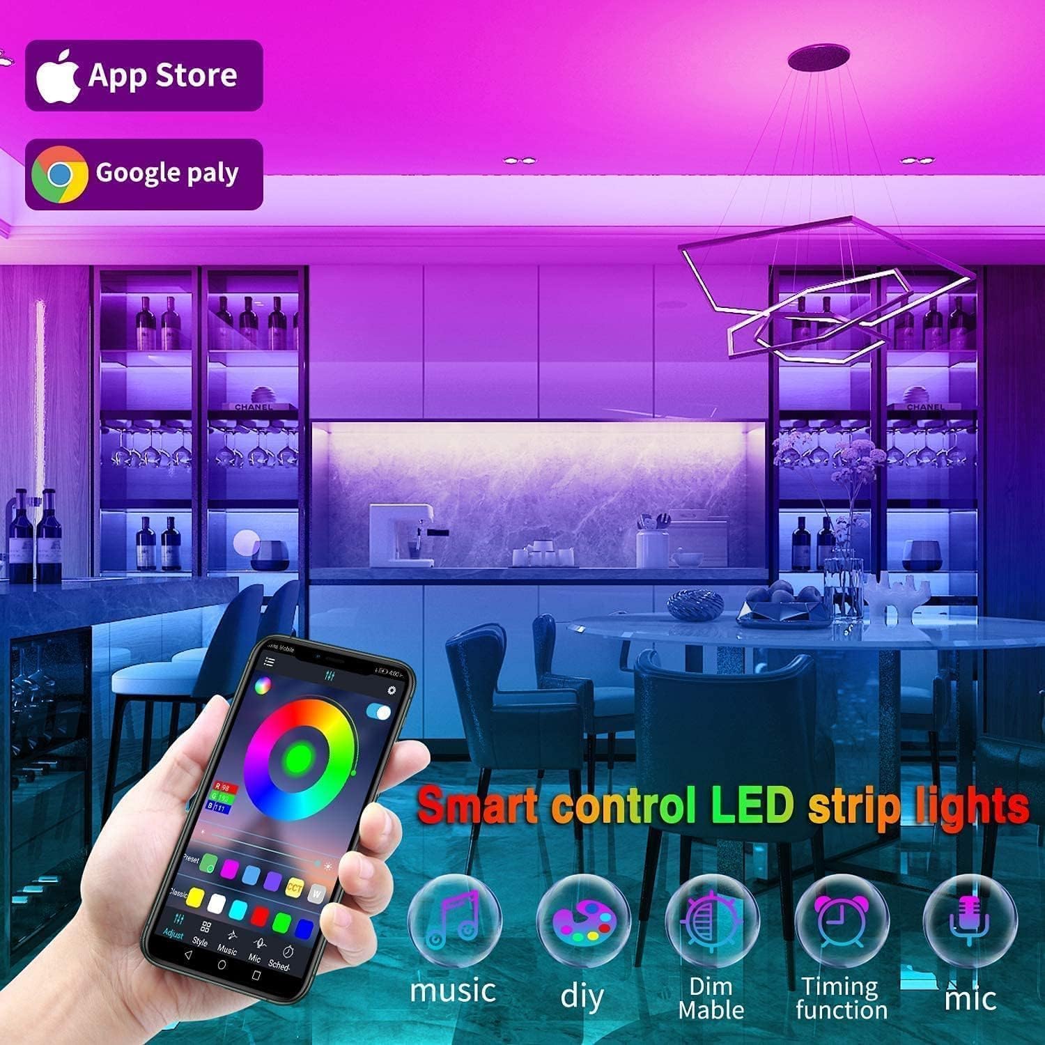 rgb multicolor leds with 480 individual light sources per roll