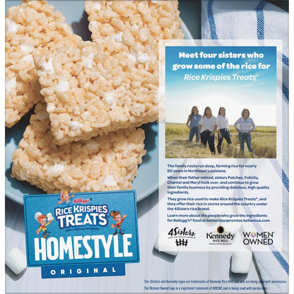 Rice Krispies Treats Homestyle Marshmallow Snack Bars After-School Snacks for Kids, No High Fructose Corn Syrup, 24 Count