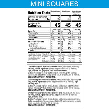 Rice Krispies Treats Mini Marshmallow Squares – Kids Lunch Box Snack Variety Pack, 52 Individually Wrapped Bars