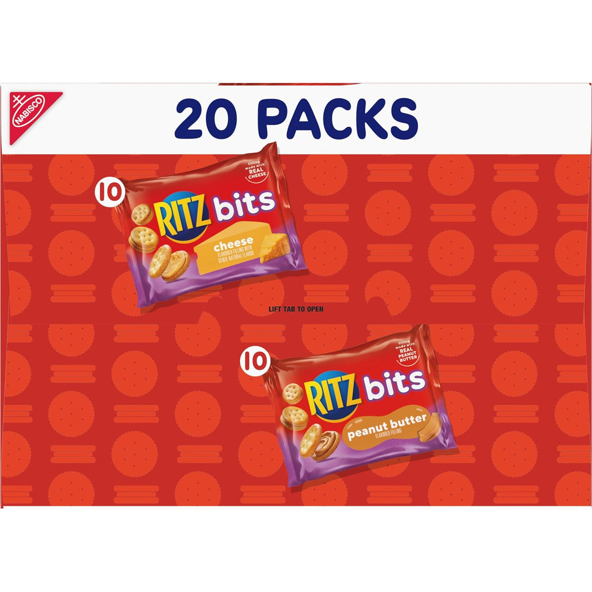 RITZ Bits Cheese and PB Sandwich Crackers – Kid-Friendly Pantry Snacks for Lunchboxes, Field Trips, and Playdates, 20-Count Variety Pack