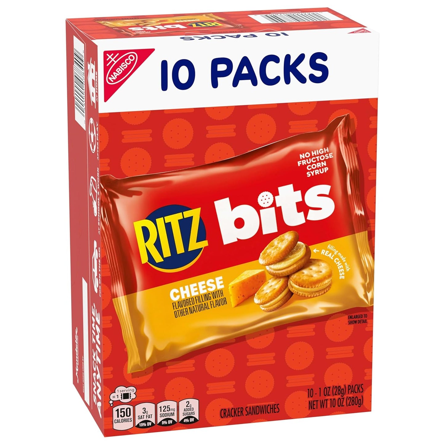 RITZ Bits Cheese Sandwich Crackers – Road Trip Travel Snack, 40 Single-Serve 1-oz Packs