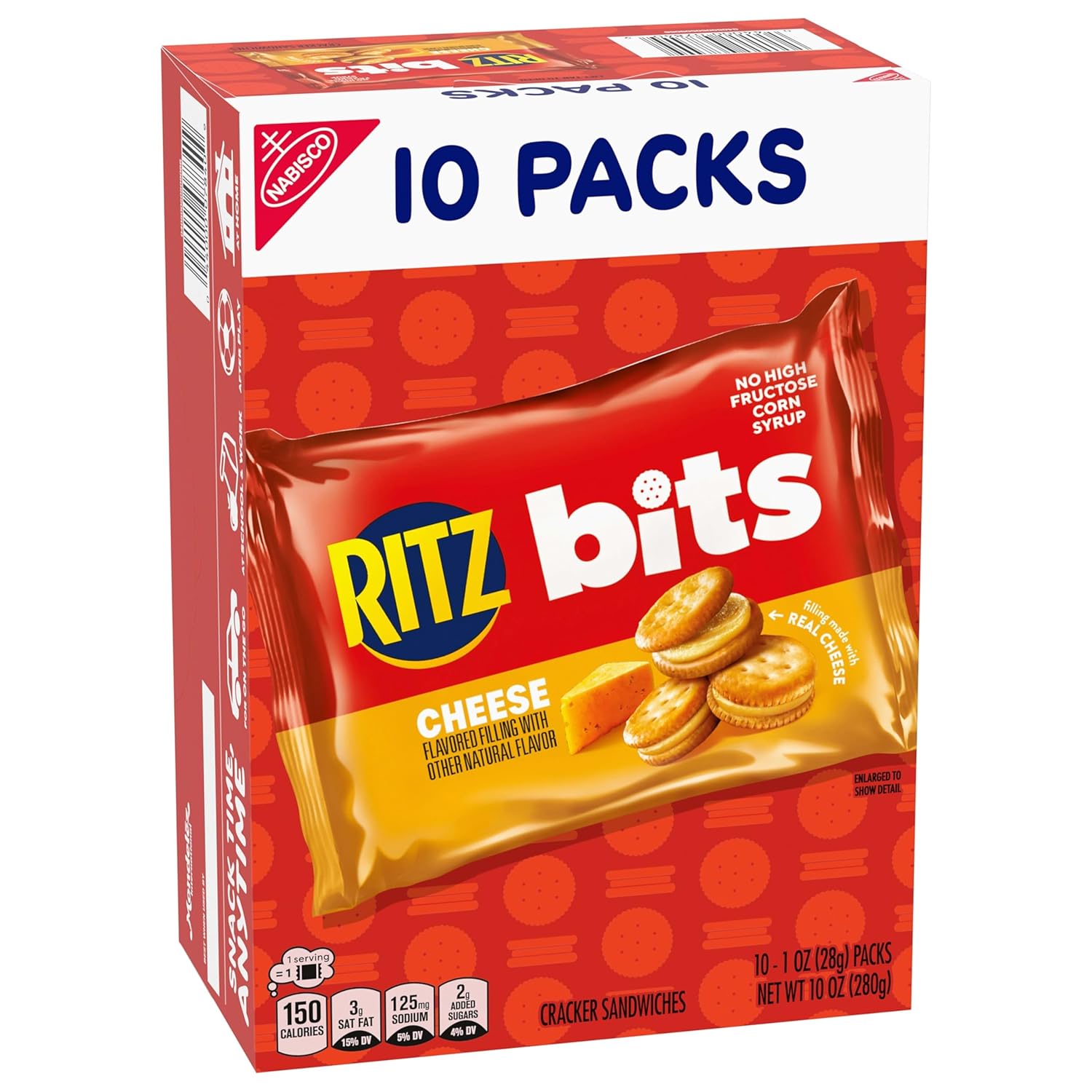 RITZ Bits Cheese Sandwich Crackers – Road Trip Travel Snack, 40 Single-Serve 1-oz Packs