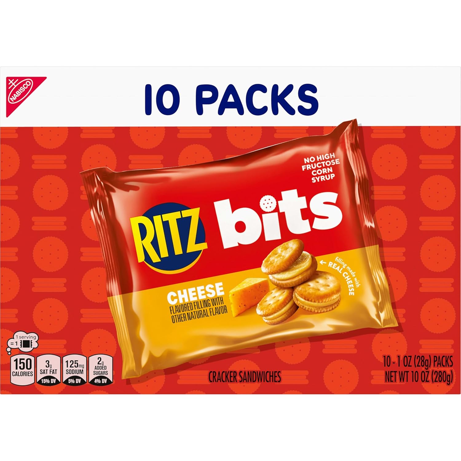 RITZ Bits Cheese Sandwich Crackers – Road Trip Travel Snack, 40 Single-Serve 1-oz Packs
