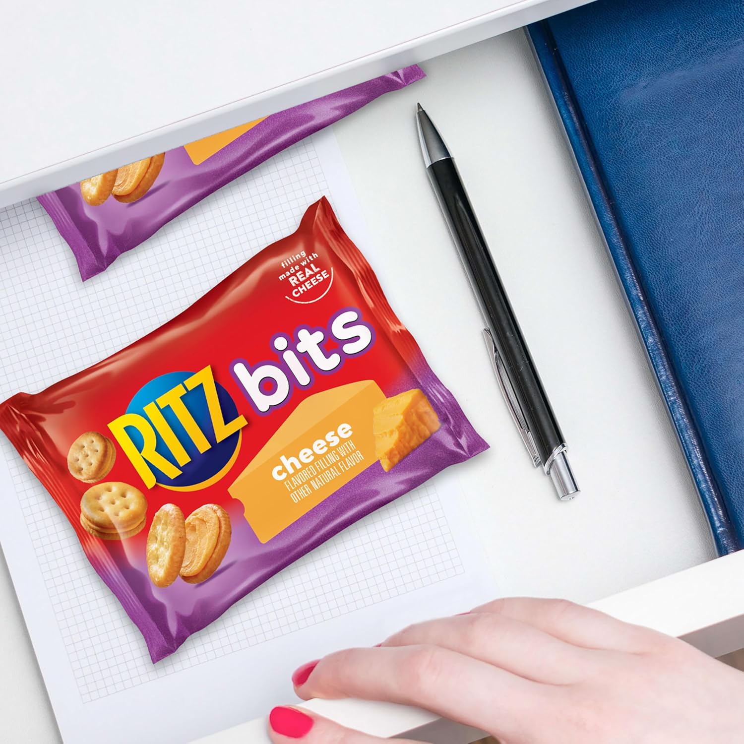 RITZ Bits Cheese Sandwich Crackers – Road Trip Travel Snack, 40 Single-Serve 1-oz Packs