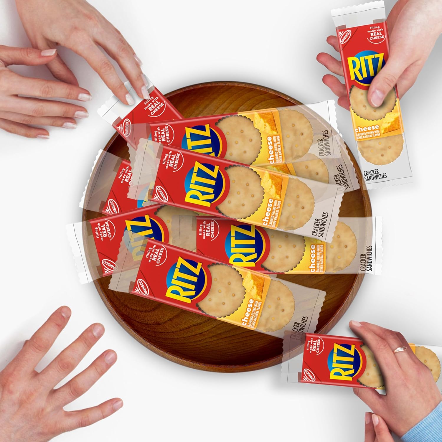 RITZ Cheese Sandwich Crackers, Lunchbox Snack for Kids' School Cafeteria Lunches, 20 Individually Wrapped Packs