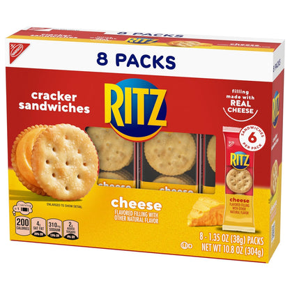 RITZ Cheese Sandwich Crackers – Office Desk Drawer Snack Pack for Quick Work Breaks, 48 Single-Serve Boxes