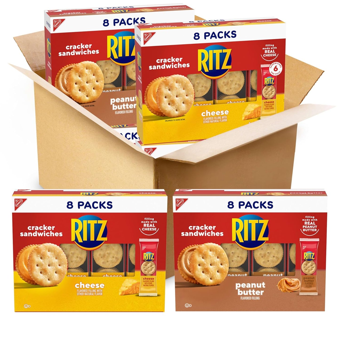 RITZ Peanut Butter and Cheese Sandwich Crackers Variety Pack – Travel-Ready Road Trip and Car Snack