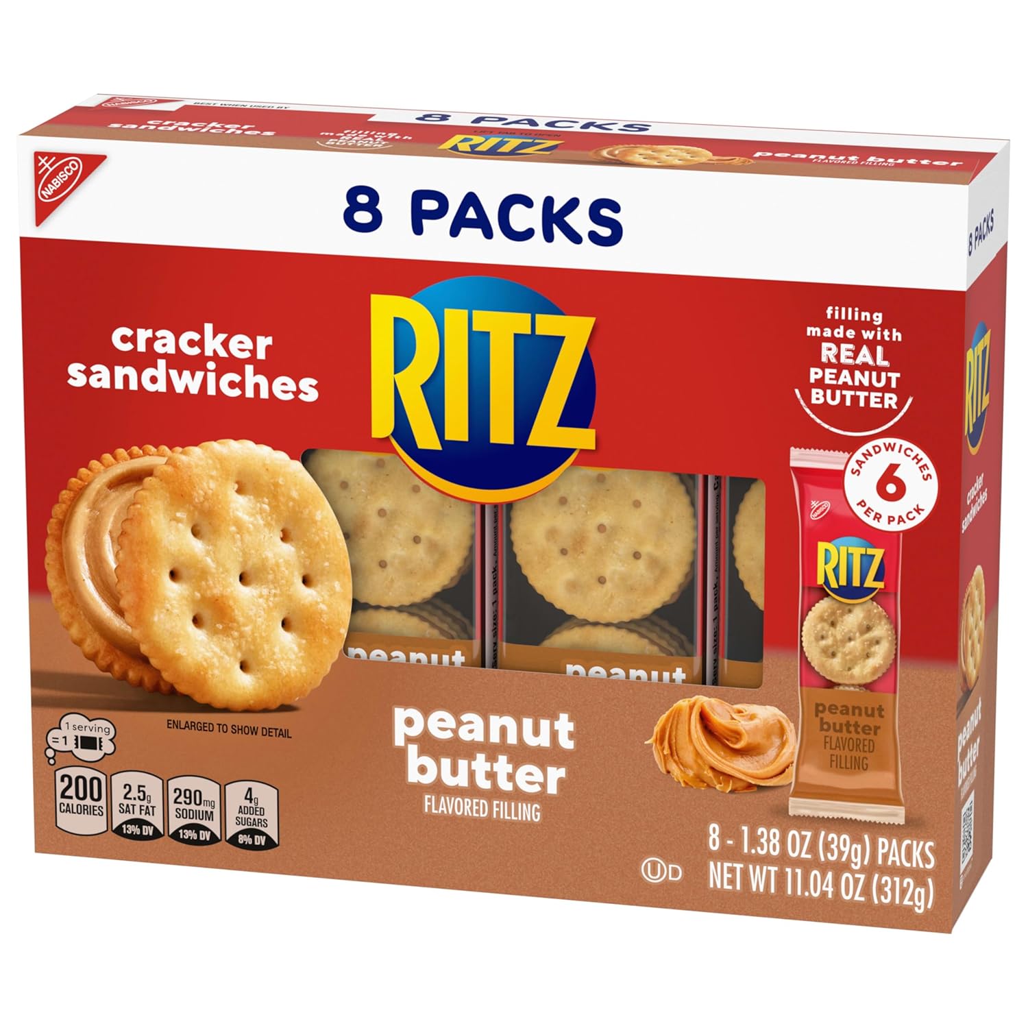 RITZ Peanut Butter Sandwich Crackers – Office Desk Drawer Snacks for Between-Meeting Fuel