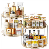LAMU 2 Tier Clear Lazy Susan 12'' Crystal Look Rotating Organizer for Bright Pantry Styling and Polished Vanity Counters