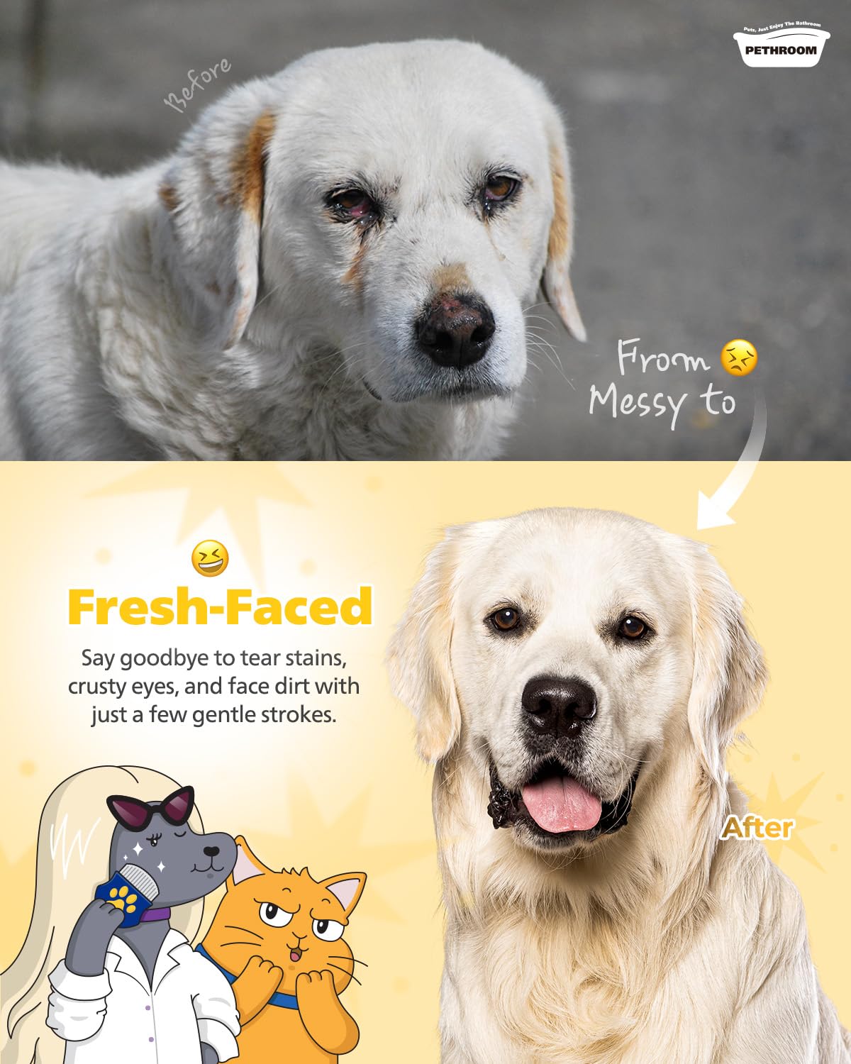 rounded head design that protects delicate skin near eyes