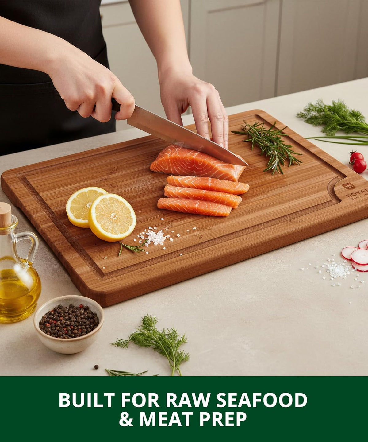 ROYAL CRAFT WOOD 3-Piece Cutting Board Set – Warm Farmhouse Kitchen Accent with Natural Wood Finish