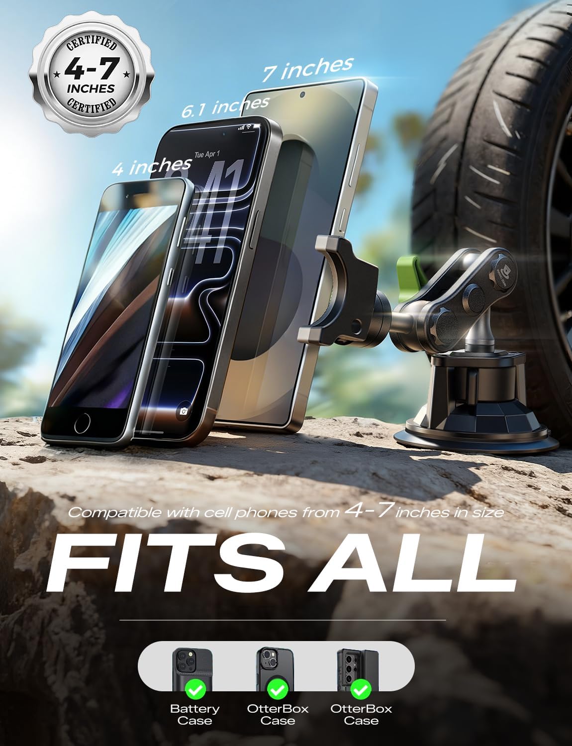rubber-coated grips expandable up to 4 inches wide