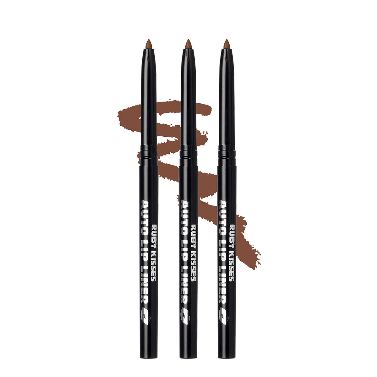 Ruby Kisses Auto Lip Liner Pencil (Espresso 3 Pack), Long Lasting &amp;amp; Non-Fading, Smooth Application, Non-Feathering with Rich Pigmented Color, No Sharpener Needed, Ideal for Full Lips Look