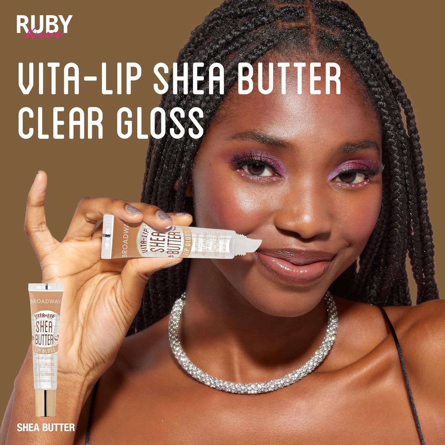 Ruby Kisses Broadway Vita-Lip Clear Lip Gloss – Thoughtful Stocking Stuffer and Valentine's Day Gift for Women, Soft Shine Lip Care Set