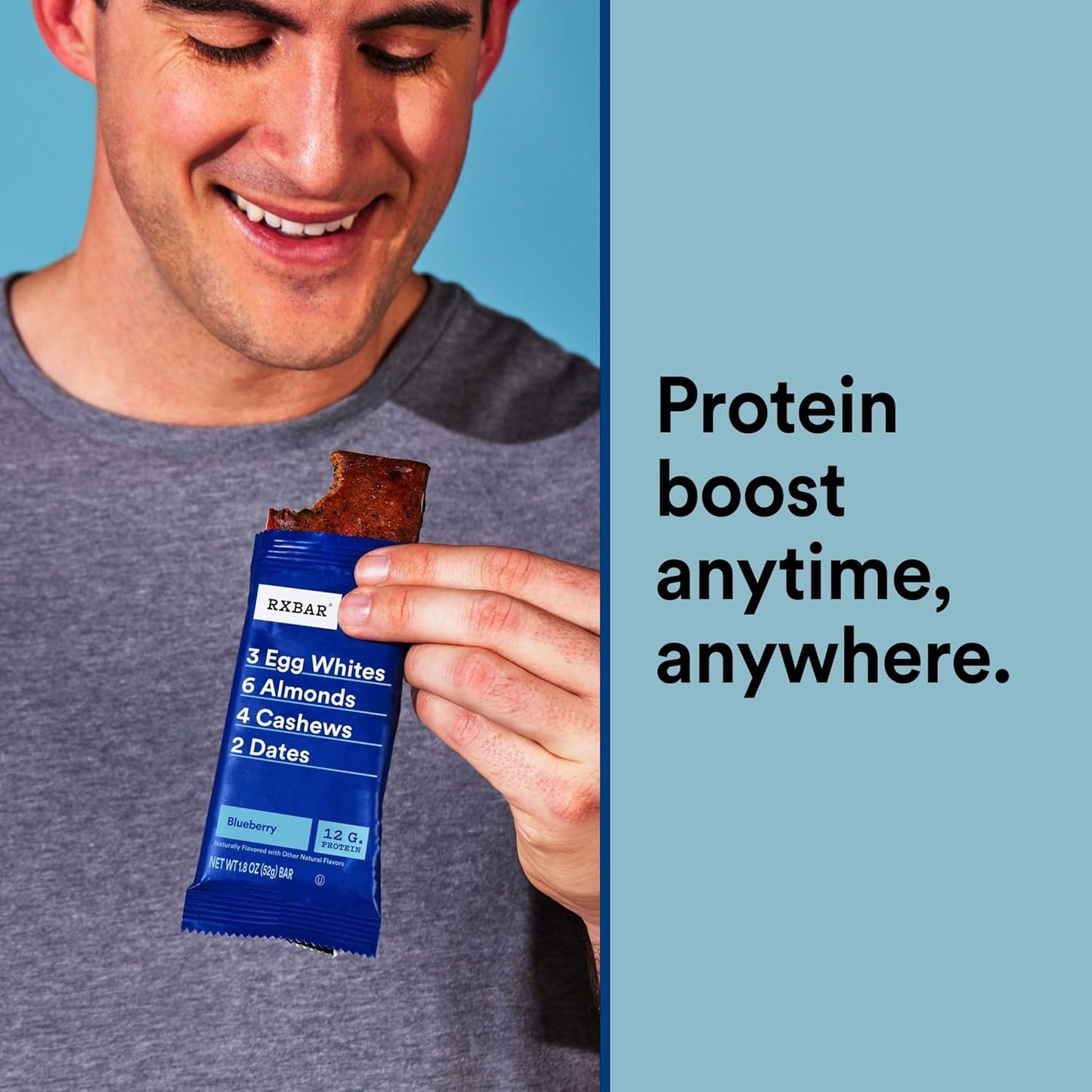 RXBAR Blueberry Protein Bar – Mid-Afternoon Desk Snack to Beat Cravings During Meetings, 12g Protein