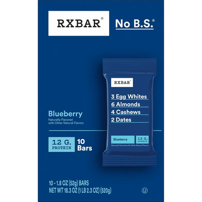 RXBAR Blueberry Protein Bar – Mid-Afternoon Desk Snack to Beat Cravings During Meetings, 12g Protein