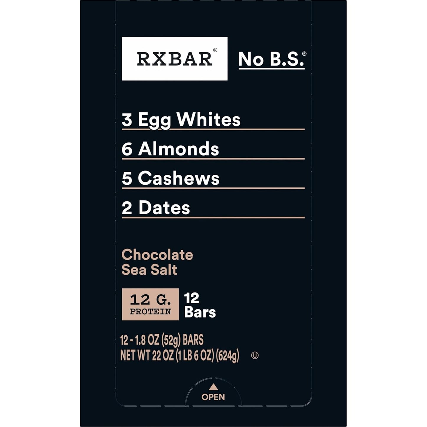 RXBAR Chocolate Sea Salt Protein Bars – Thoughtful Healthy Gift for the Fitness Lover, 12-Count Resealable Pouch
