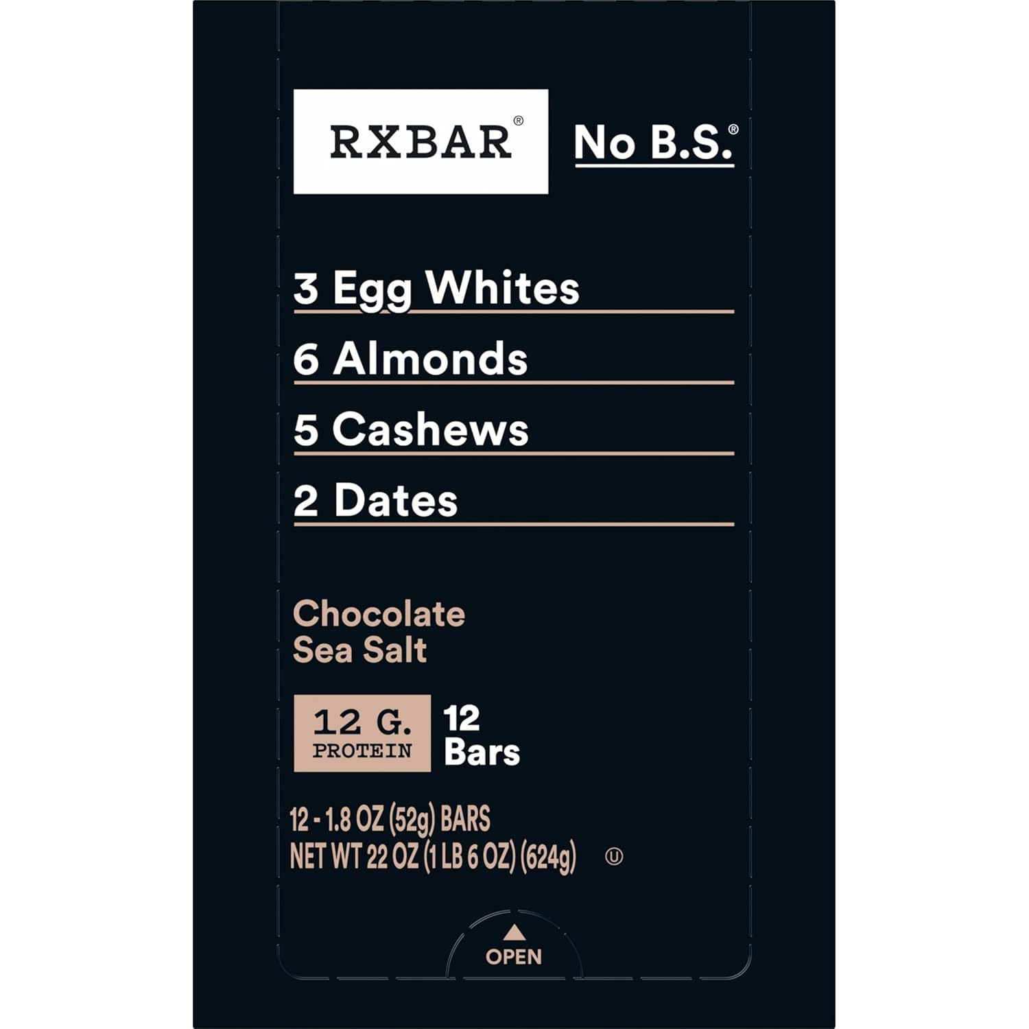 RXBAR Chocolate Sea Salt Protein Bars – Thoughtful Healthy Gift for the Fitness Lover, 12-Count Resealable Pouch
