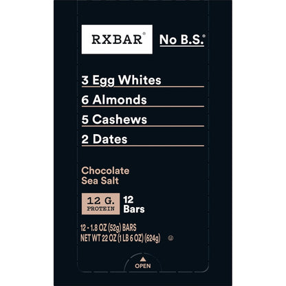 RXBAR Chocolate Sea Salt Protein Bars – Thoughtful Healthy Gift for the Fitness Lover, 12-Count Resealable Pouch