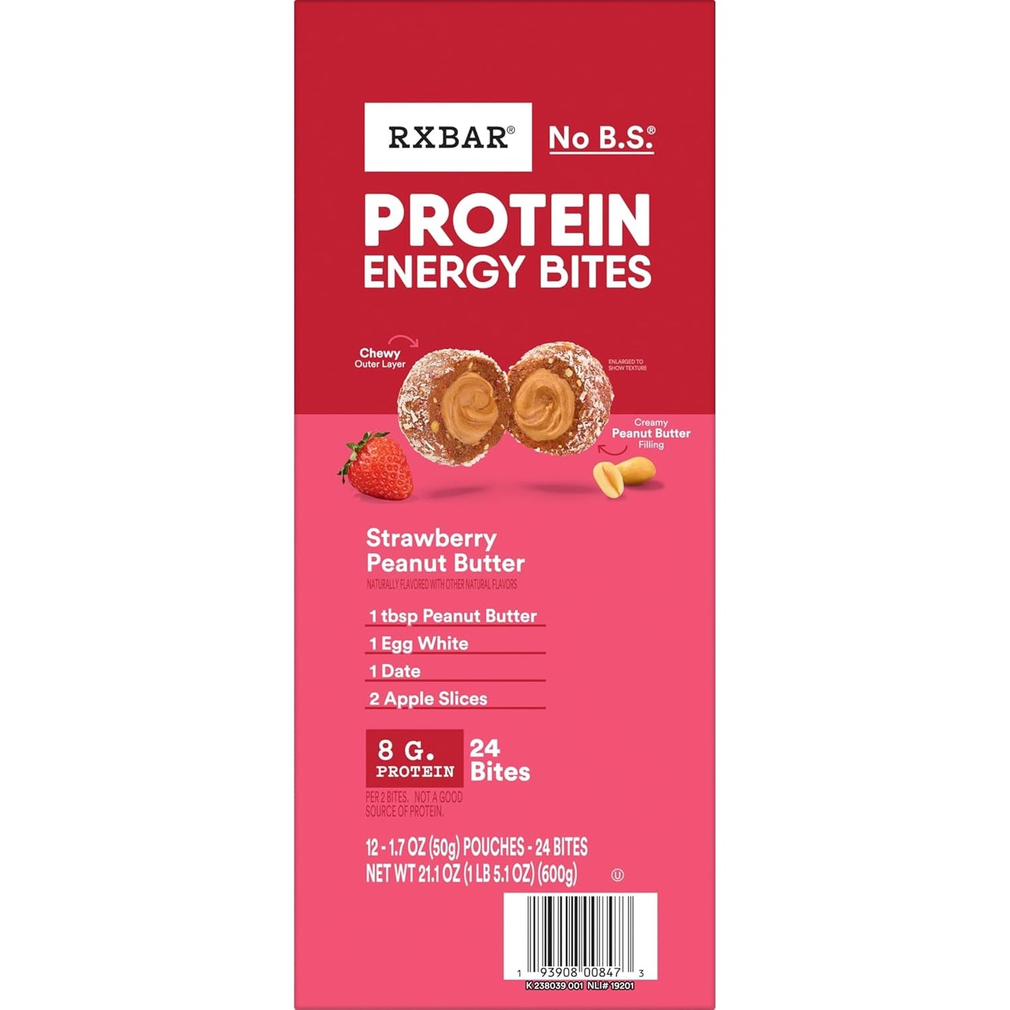 RXBAR Protein Energy Bites Strawberry Peanut Butter — Healthy Gift Box for Fitness Lovers and Busy Friends