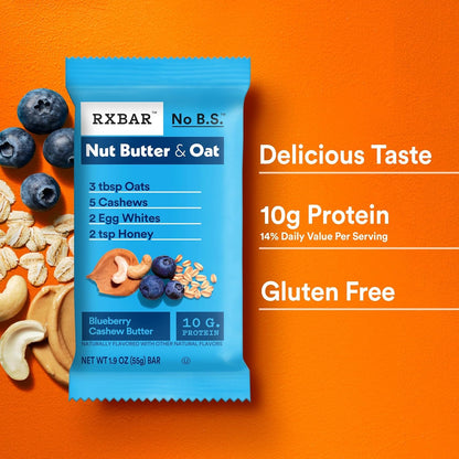 RXBAR Protein Snack Bars – Packable Energy Bite for Camping and Running Routes, Whole-Food Blueberry Cashew