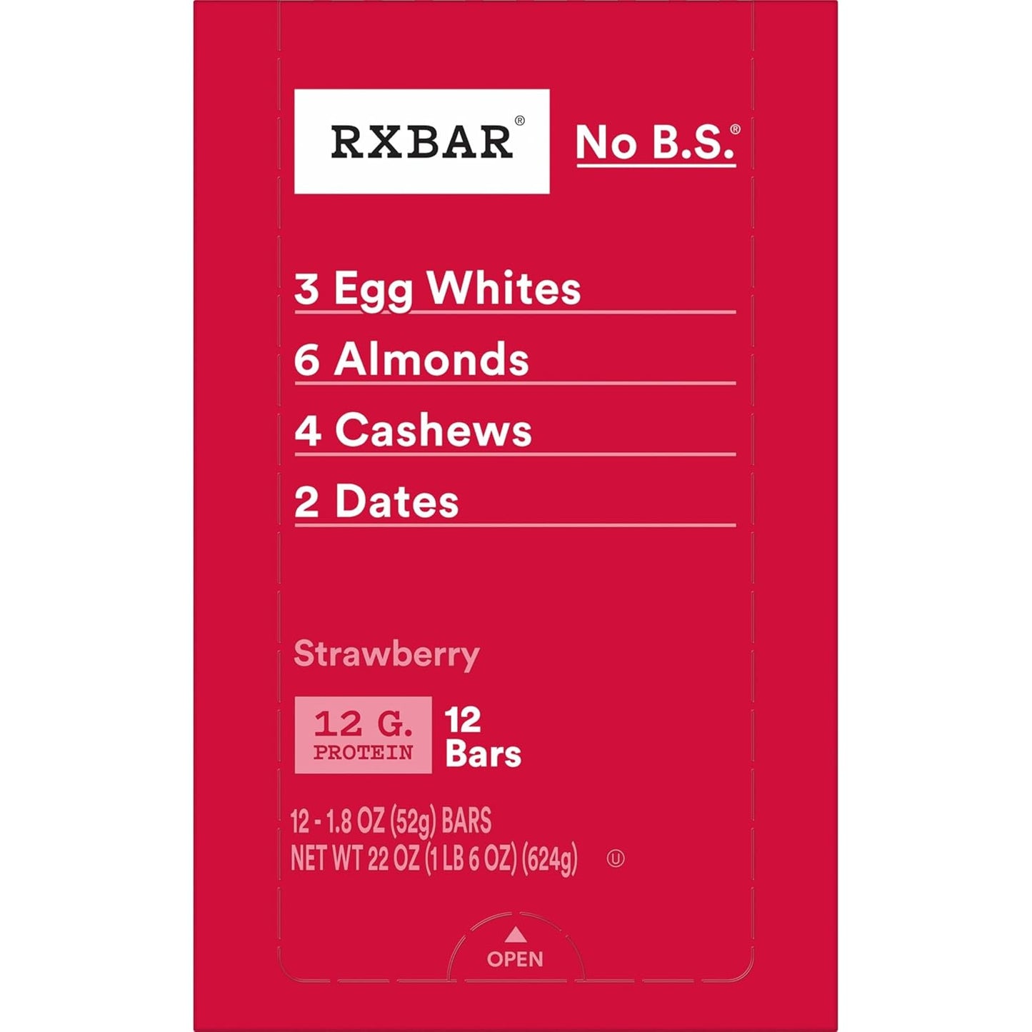 RXBAR Strawberry Protein Bars – Wholesome Lunchbox Snack for School and Sports Practice, 12g Protein