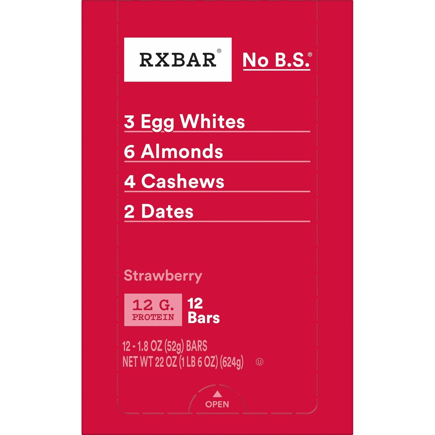RXBAR Strawberry Protein Bars – Wholesome Lunchbox Snack for School and Sports Practice, 12g Protein