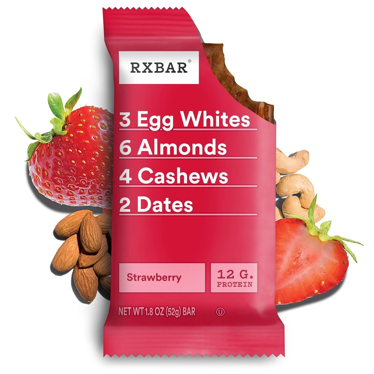 RXBAR Strawberry Protein Bars – Wholesome Lunchbox Snack for School and Sports Practice, 12g Protein