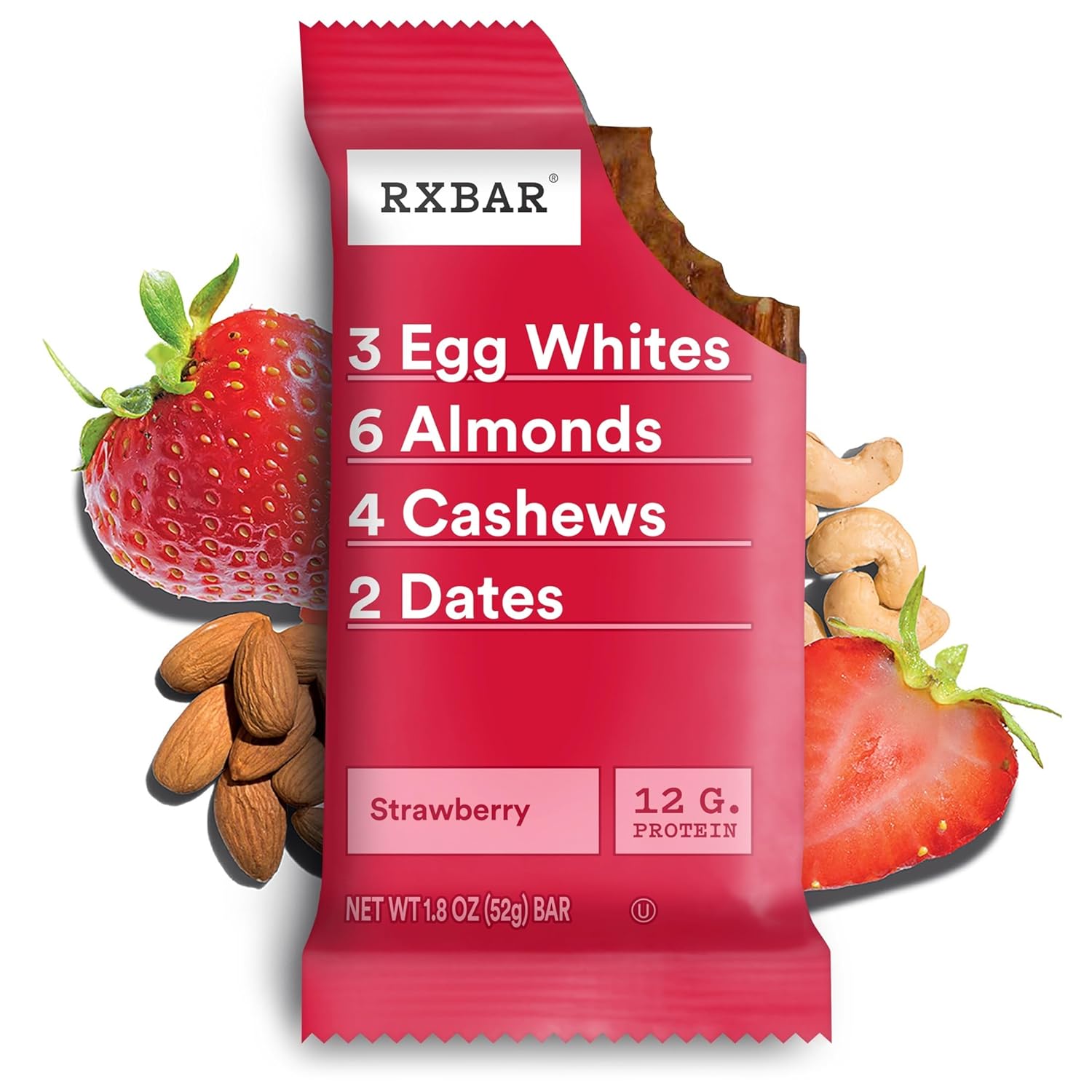 RXBAR Strawberry Protein Bars – Wholesome Lunchbox Snack for School and Sports Practice, 12g Protein