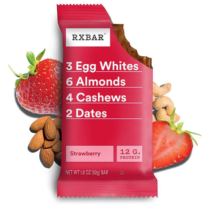 RXBAR Strawberry Protein Bars – Wholesome Lunchbox Snack for School and Sports Practice, 12g Protein