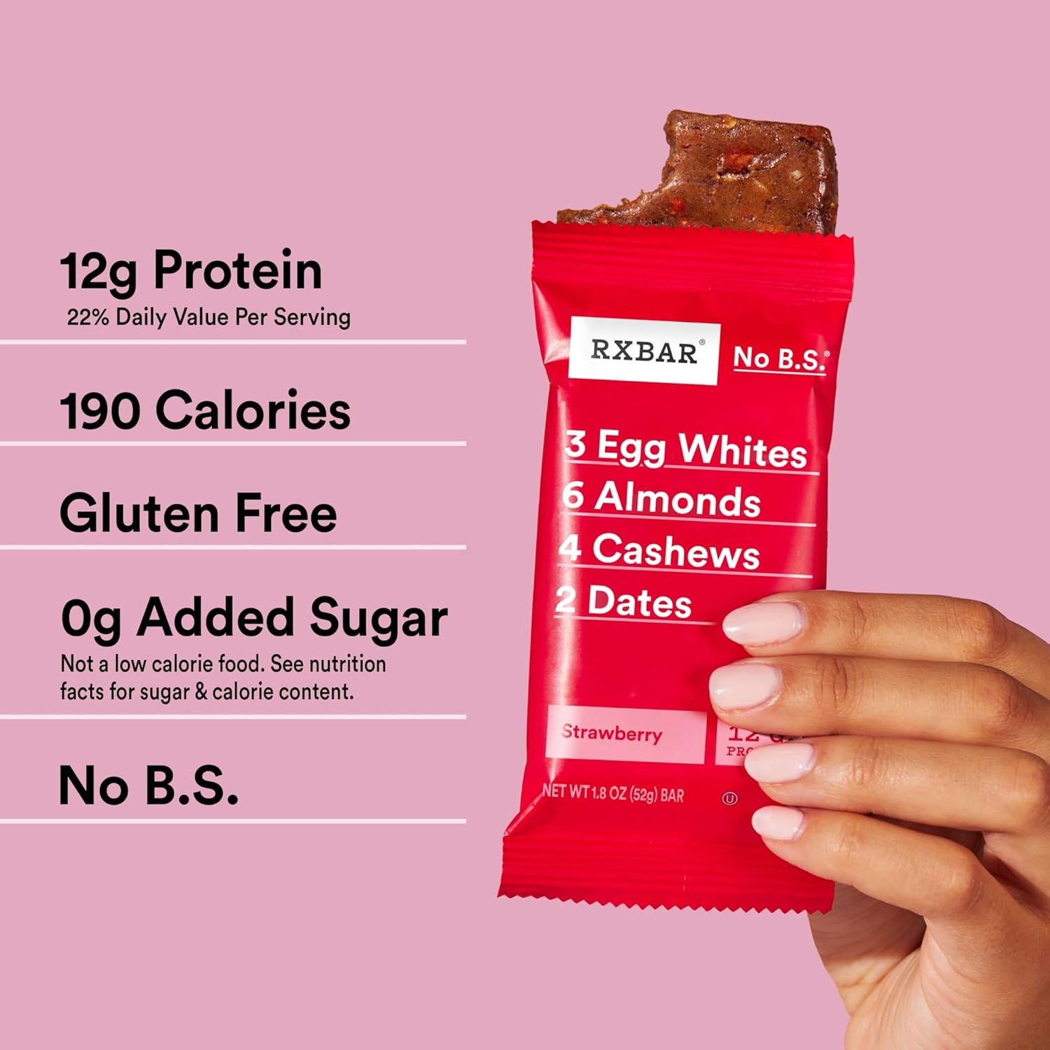 RXBAR Strawberry Protein Bars – Wholesome Lunchbox Snack for School and Sports Practice, 12g Protein