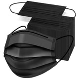 ZTANPS Black 3 Ply Face Masks 100 Pack – Elastic Ear Loop Disposable PPE for Indoor Public Spaces