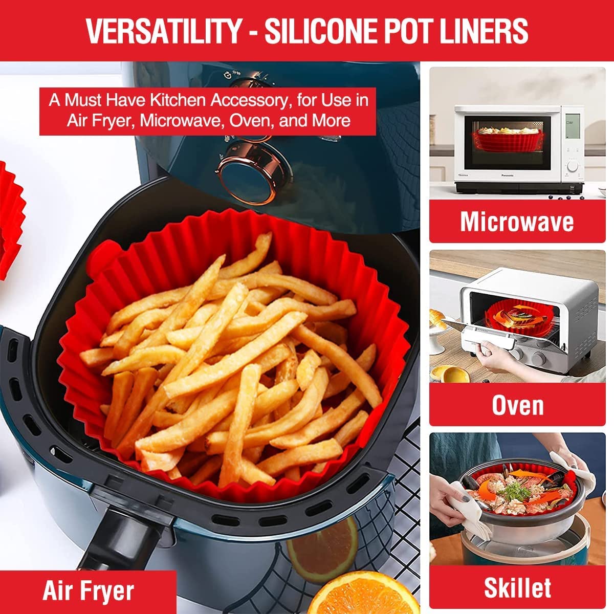 SafeHome Non-Stick Air Fryer Liners 2-Pack – Safe Oven and Air Fryer Accessory for 3-5 QT Baskets