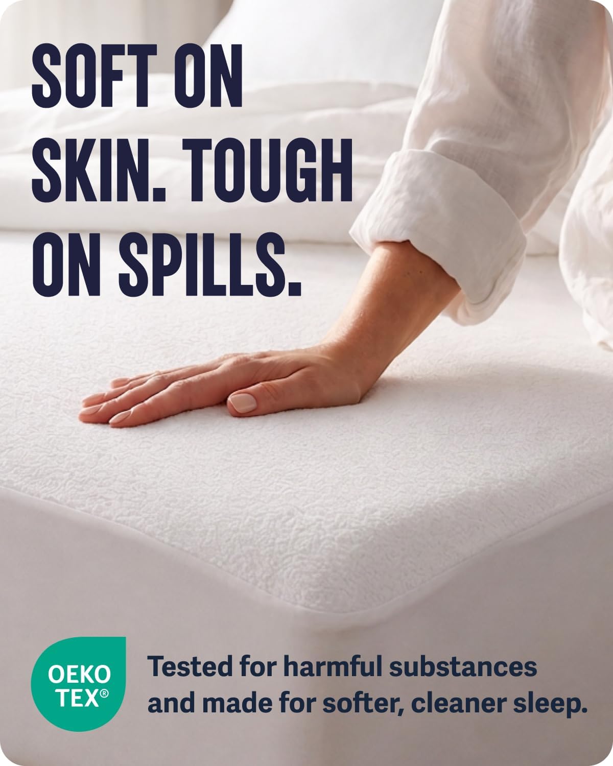 SafeRest Waterproof Mattress Protector – Dust Mite and Moisture Barrier for Clean Sleep Environment, Deep Pocket Fitted Style