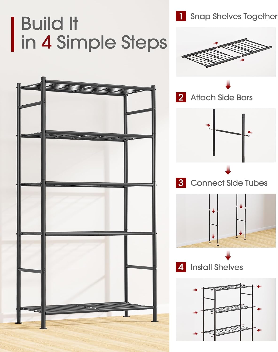 Sakugi Heavy Duty Shelving – Home Office Storage System, File Box and Printer Organizer