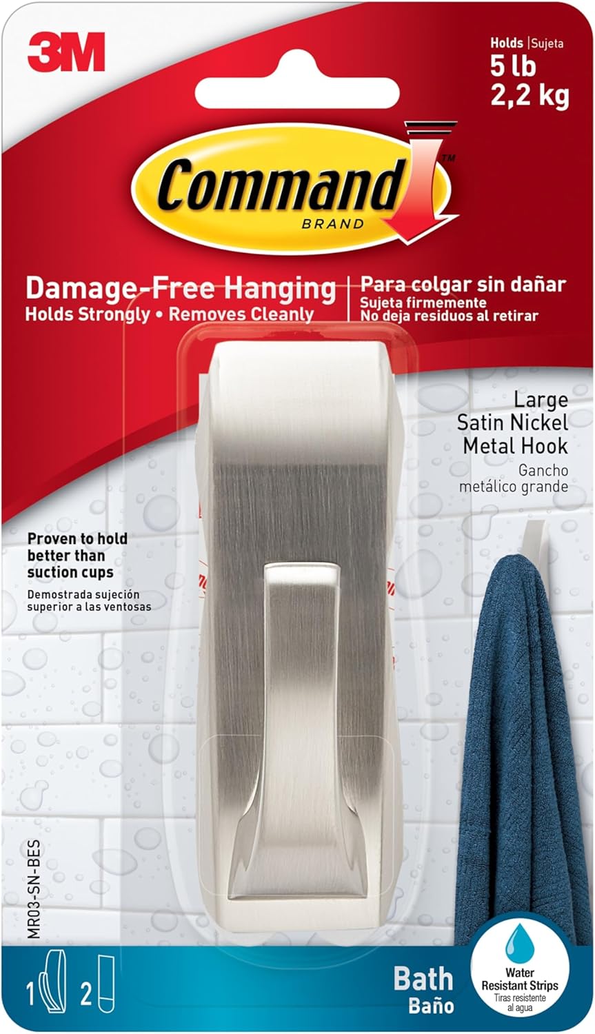 satin nickel metal hook with modern reflections styling