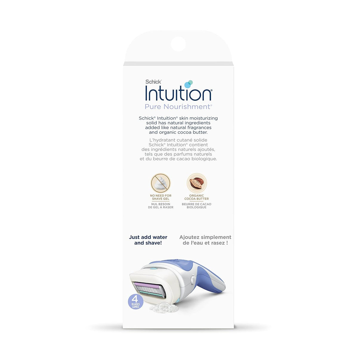 Schick Intuition Pure Nourishment Razor – Protective Shave Bar for College Dorms, Less Chance of Nicks with Built-In Glide