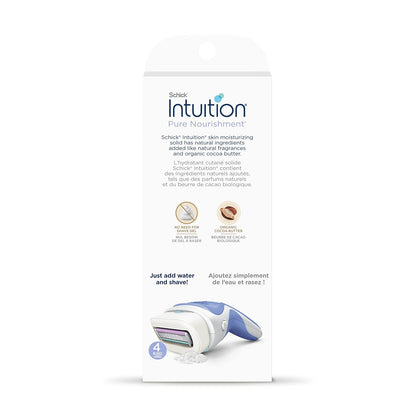Schick Intuition Pure Nourishment Razor – Protective Shave Bar for College Dorms, Less Chance of Nicks with Built-In Glide