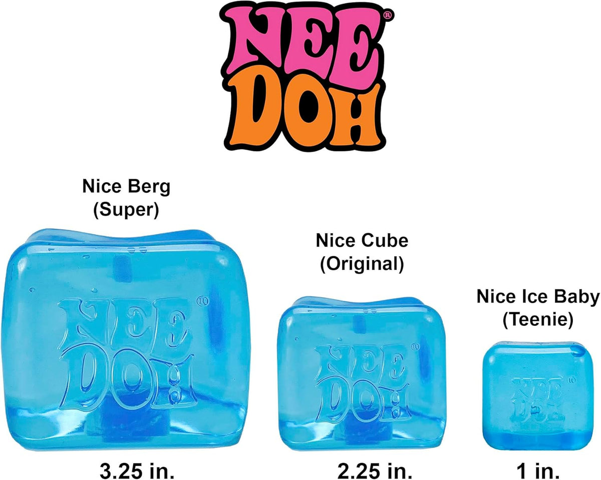 Schylling NeeDoh Nice Ice Baby - Adult Sensory Fidget for Stress Relief and Self-Regulation, Pocket-Size Quiet Squish Cube