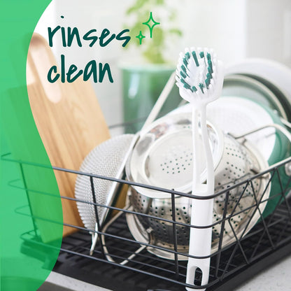 Scotch-Brite Dish Brush with Built-In Scraper for Burnt Food and Baking Sheets, Gentle on Non-Stick and Stainless Steel