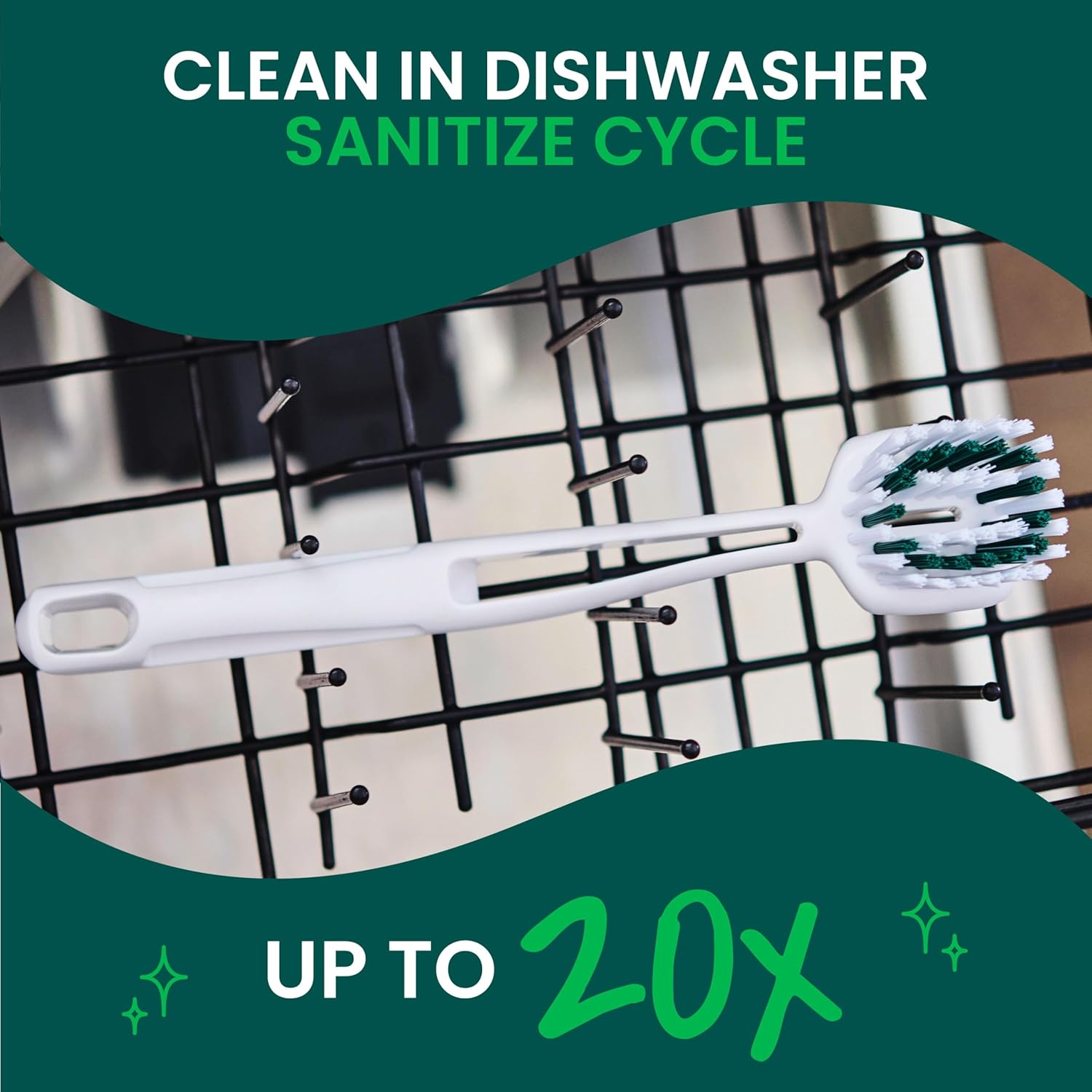 Scotch-Brite Dish Brush with Built-In Scraper for Burnt Food and Baking Sheets, Gentle on Non-Stick and Stainless Steel