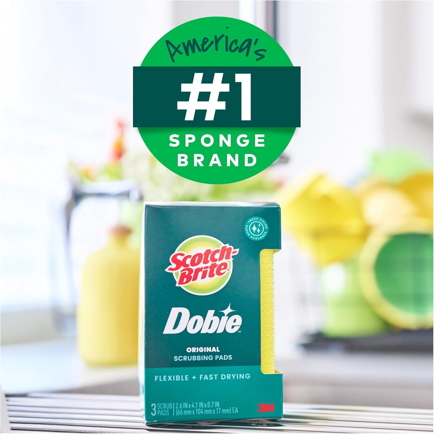 Scotch-Brite Dobie All-Purpose Scrub Pads Efficient Non-Scratch Cleaning for Counters Cookware and Appliances