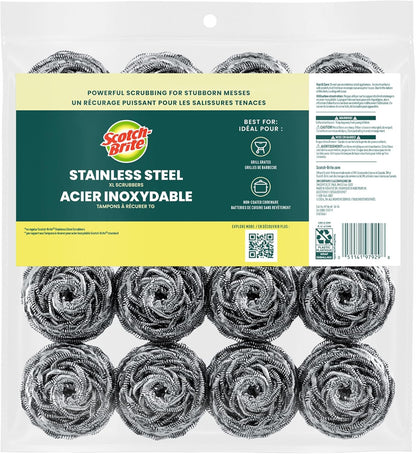 Scotch-Brite Heavy-Duty Grill Scrubbers for Patio and Picnic Cleanup, Reusable Scouring Pads for Cast Iron and Grates 3 Pack