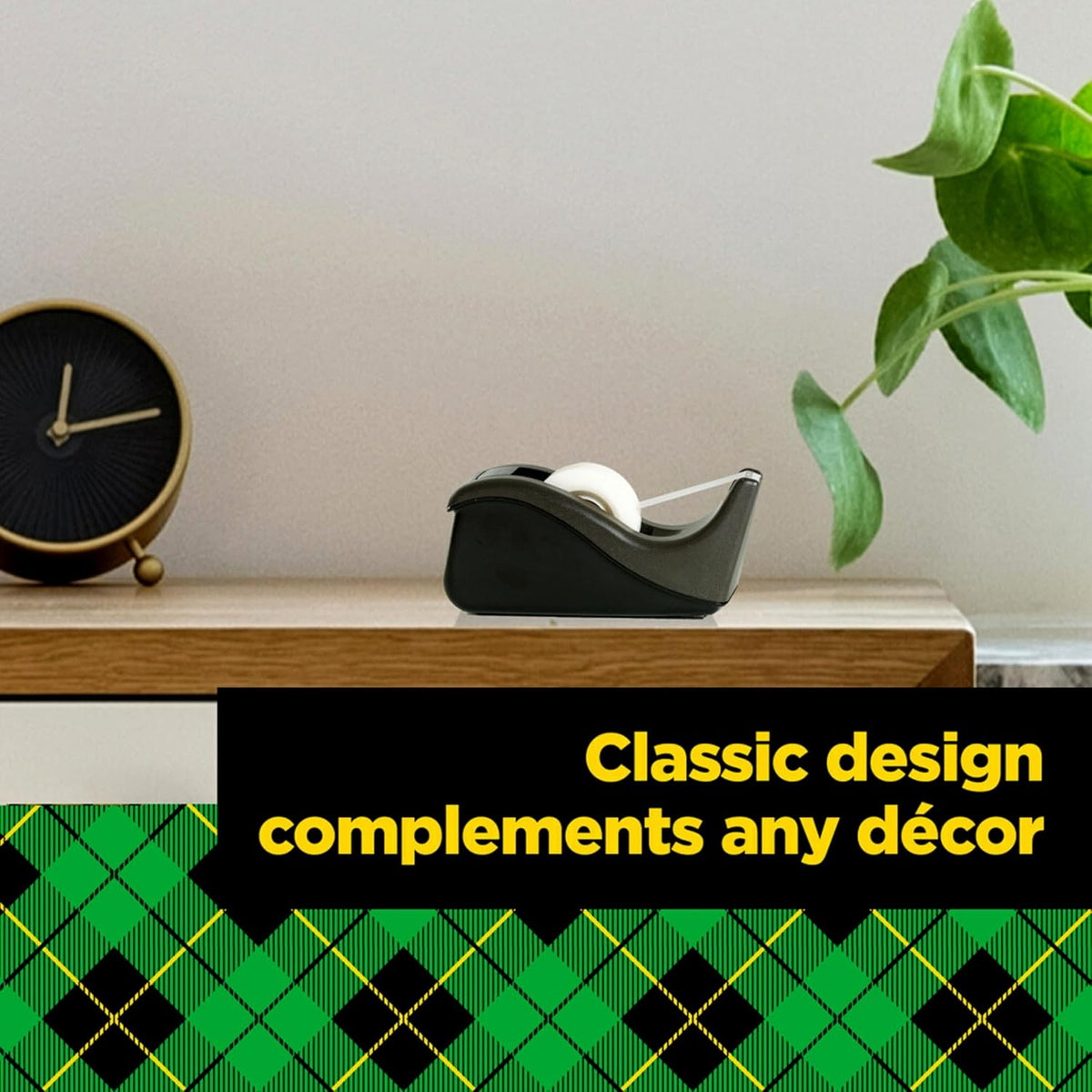 Scotch C60-BK Two-Tone Wave Tape Dispenser, Minimalist Desk Accessory for Polished Home Office Aesthetics