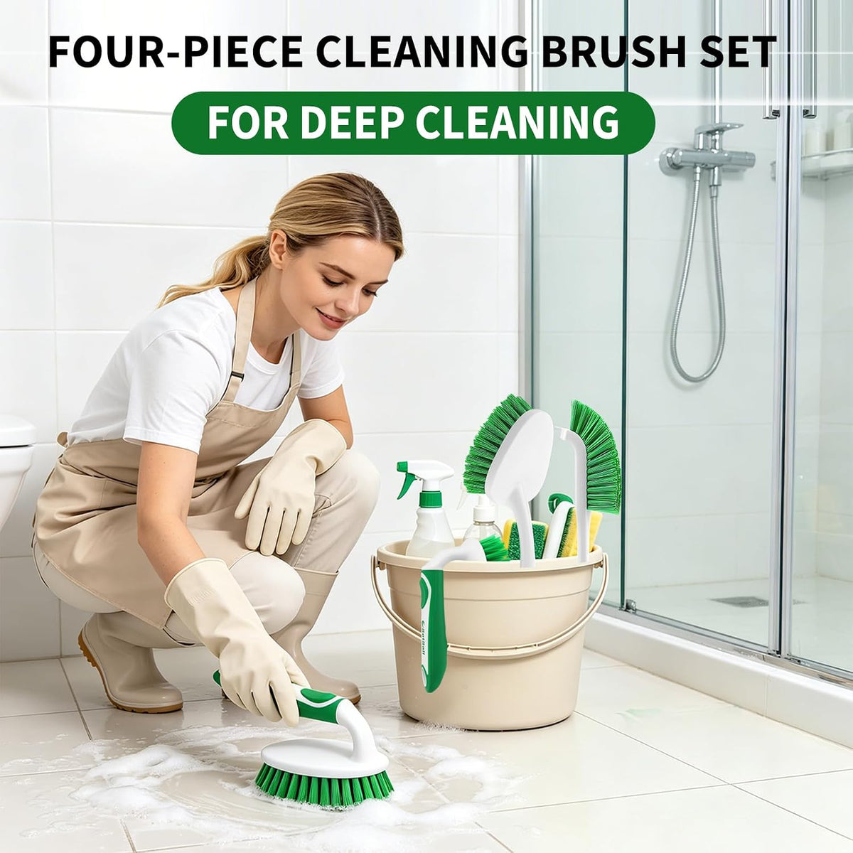 Scrub Brush Set of 4 Pack – Useful Birthday Gift for Apartment Dwellers and College Students