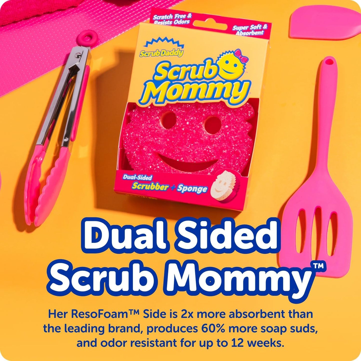 Scrub Daddy Scrub Mommy Odor-Resistant Bundle – Mindful Dishwashing Sponges That Last 12 Weeks
